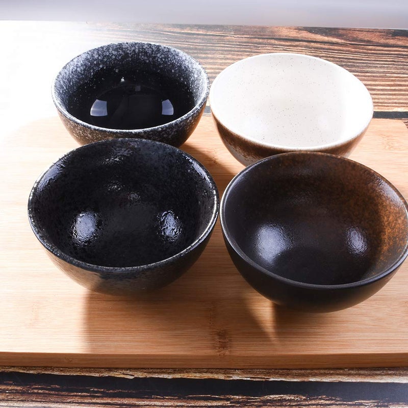 Cerficer Japanese Style Rice Bowl Set of 4 Creative Ceramic Sushi Bowls for Sauce Salad Noodle Soup - Image 3